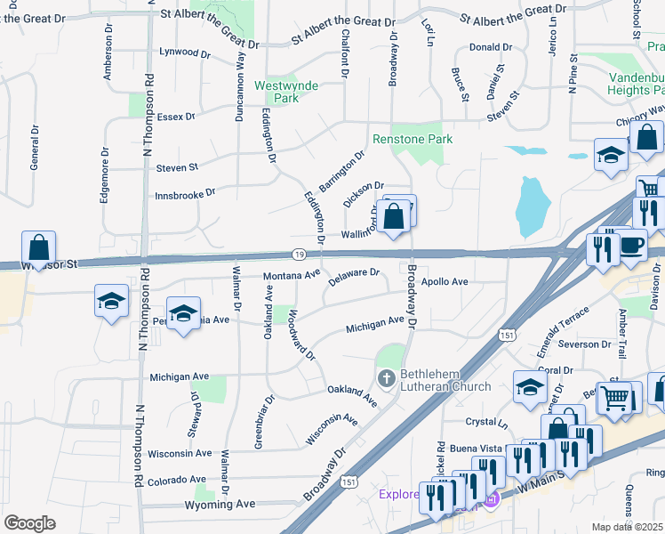 map of restaurants, bars, coffee shops, grocery stores, and more near 551 Hawaii Lane in Sun Prairie