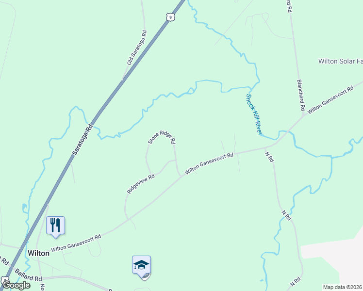 map of restaurants, bars, coffee shops, grocery stores, and more near 31 Stone Ridge Road in Gansevoort