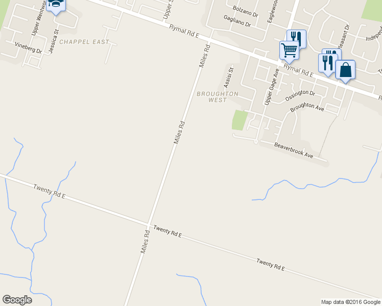 map of restaurants, bars, coffee shops, grocery stores, and more near 161 Miles Road in Hamilton
