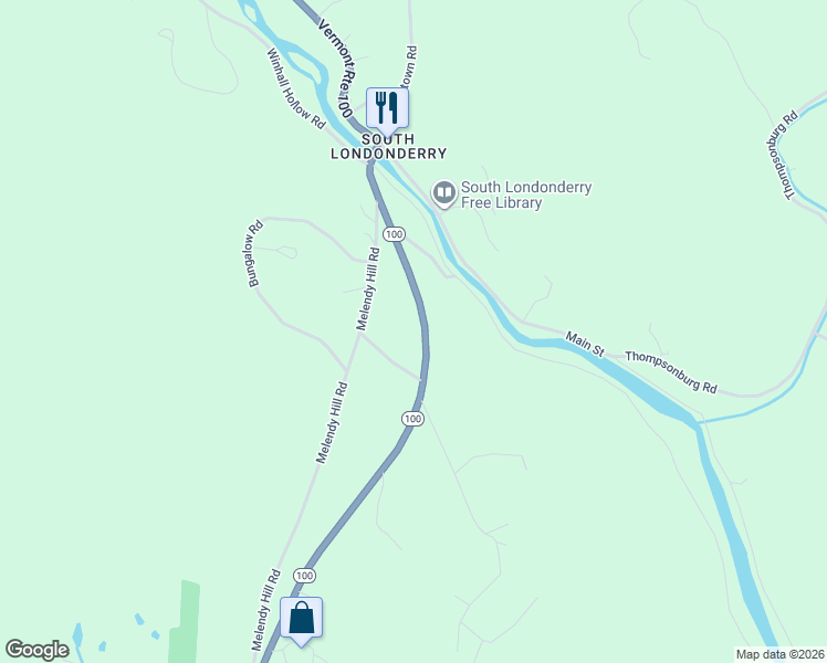 map of restaurants, bars, coffee shops, grocery stores, and more near 2665 Vermont 100 in Londonderry