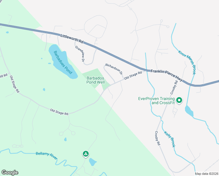 map of restaurants, bars, coffee shops, grocery stores, and more near 25 Old Stage Road in Dover