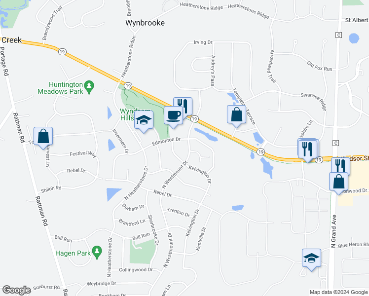 map of restaurants, bars, coffee shops, grocery stores, and more near 3125 Edmonton Drive in Sun Prairie