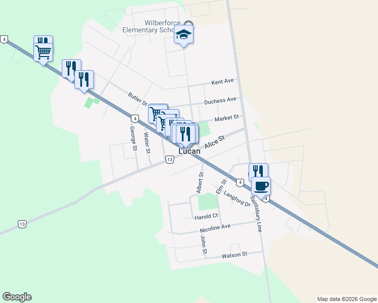 map of restaurants, bars, coffee shops, grocery stores, and more near in Middlesex County