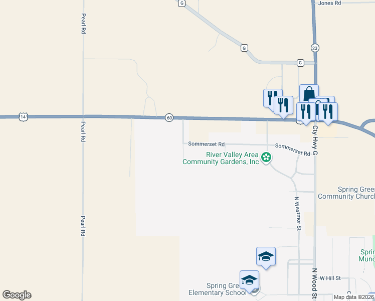 map of restaurants, bars, coffee shops, grocery stores, and more near in Spring Green