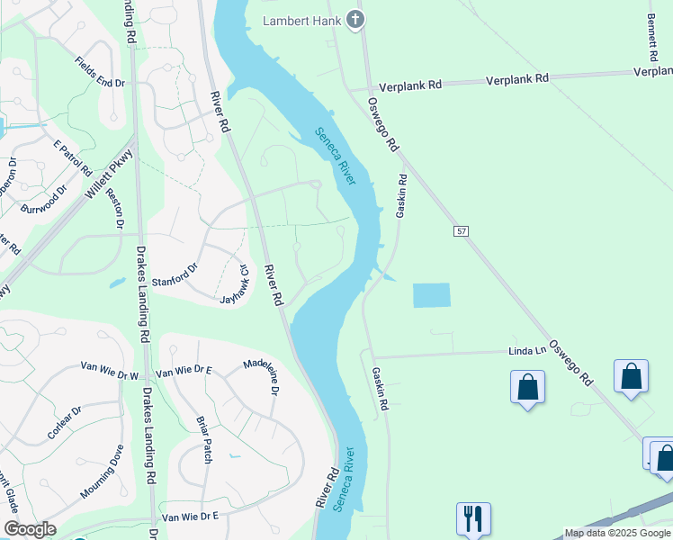 map of restaurants, bars, coffee shops, grocery stores, and more near 3613 Melvin Drive South in Baldwinsville