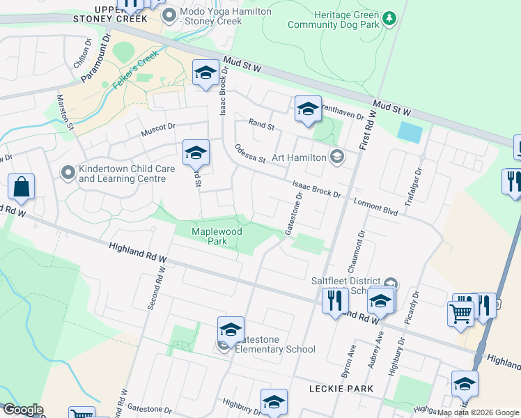 map of restaurants, bars, coffee shops, grocery stores, and more near 35 Dolman Street in Hamilton