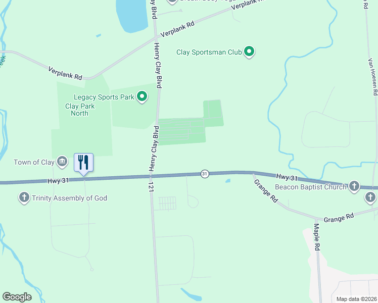 map of restaurants, bars, coffee shops, grocery stores, and more near 4597 New York 31 in Clay