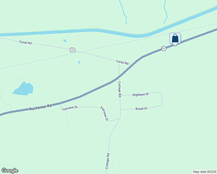 map of restaurants, bars, coffee shops, grocery stores, and more near 7564 Rochester Road in Gasport