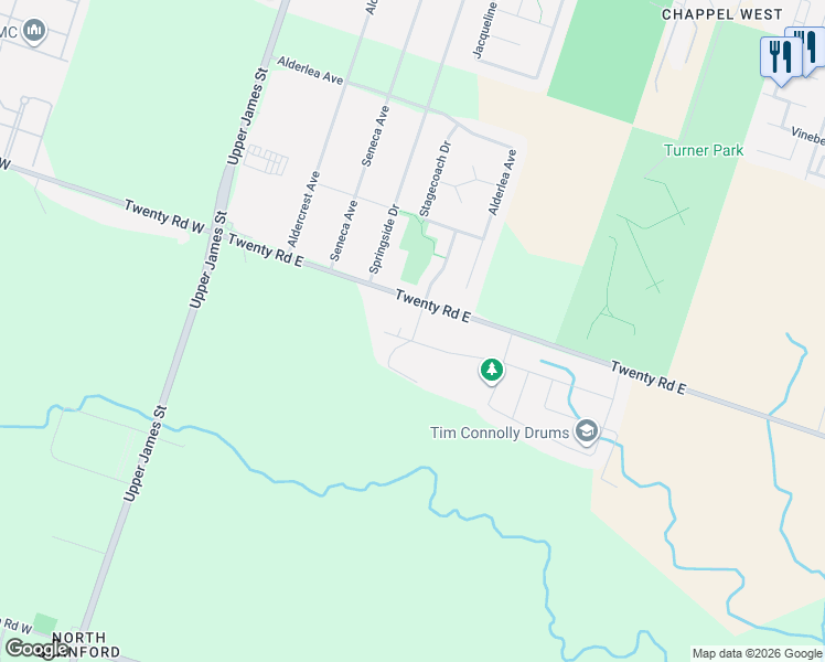 map of restaurants, bars, coffee shops, grocery stores, and more near in Hamilton