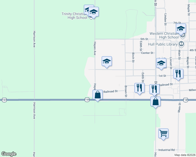 map of restaurants, bars, coffee shops, grocery stores, and more near 900-1098 Hayes Avenue in Hull