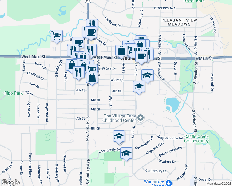 map of restaurants, bars, coffee shops, grocery stores, and more near 211 5th Street in Waunakee