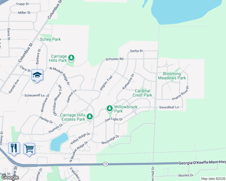 map of restaurants, bars, coffee shops, grocery stores, and more near 715 Derby Drive in Sun Prairie