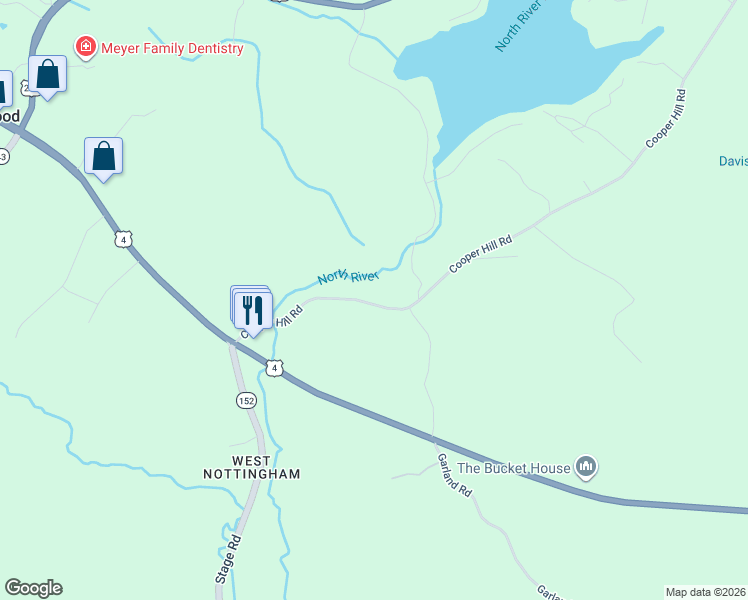 map of restaurants, bars, coffee shops, grocery stores, and more near 73 Cooper Hill Road in Nottingham
