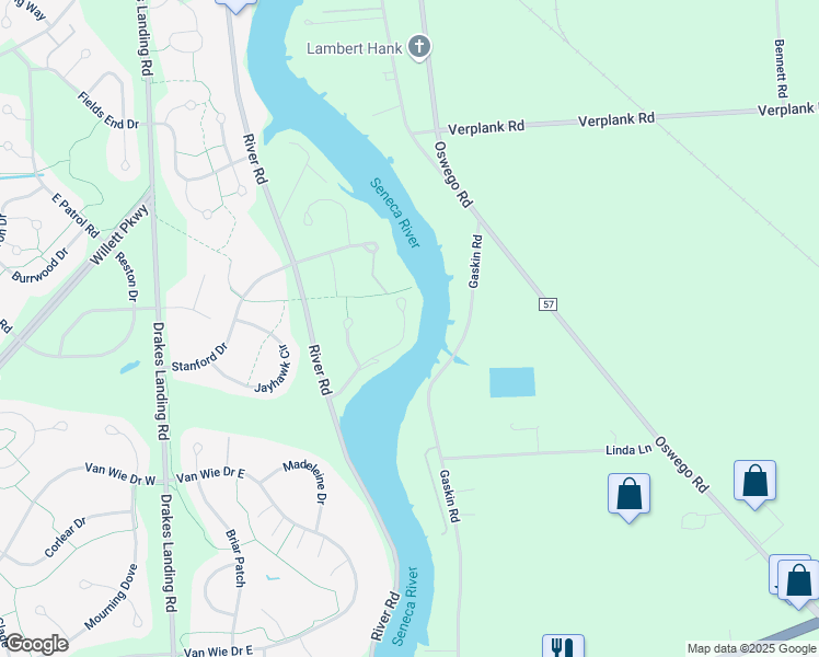 map of restaurants, bars, coffee shops, grocery stores, and more near 3613 Melvin Drive South in Baldwinsville