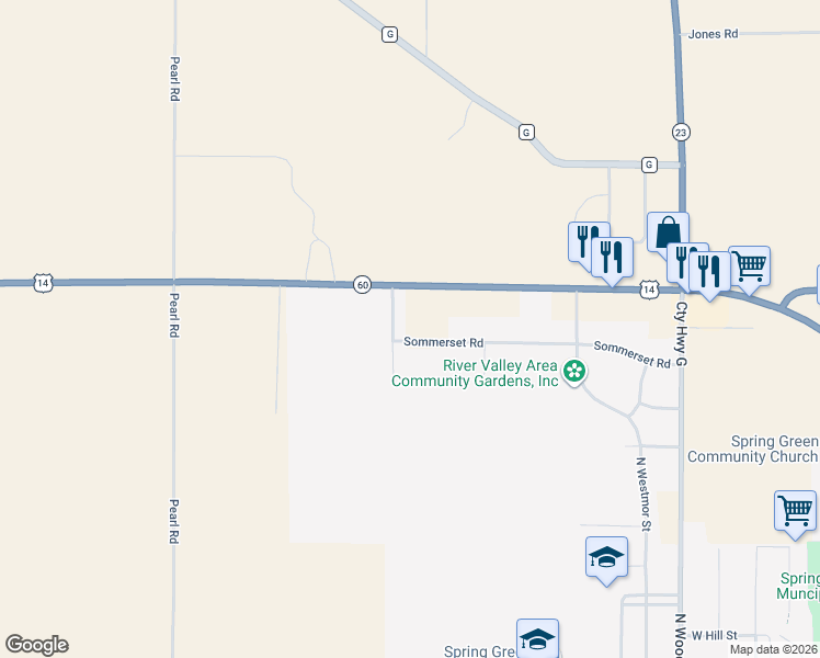 map of restaurants, bars, coffee shops, grocery stores, and more near in Spring Green