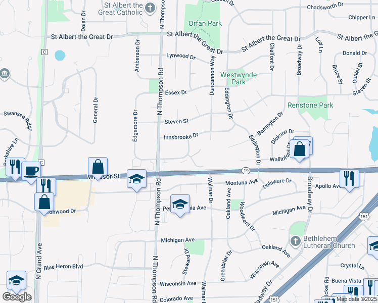 map of restaurants, bars, coffee shops, grocery stores, and more near 115 East Main Street in Sun Prairie