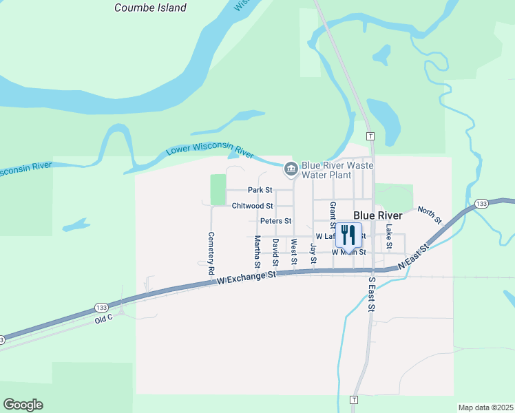 map of restaurants, bars, coffee shops, grocery stores, and more near Chitwood Street in Blue River