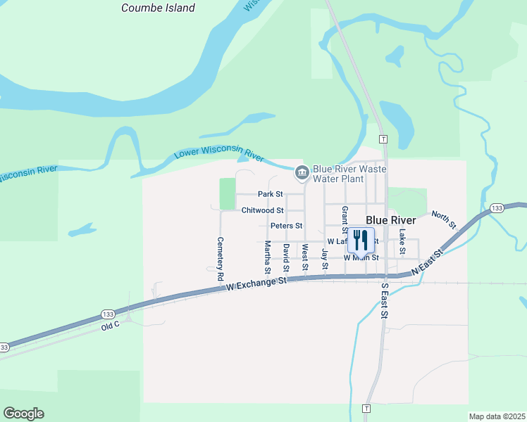 map of restaurants, bars, coffee shops, grocery stores, and more near Chitwood Street in Blue River