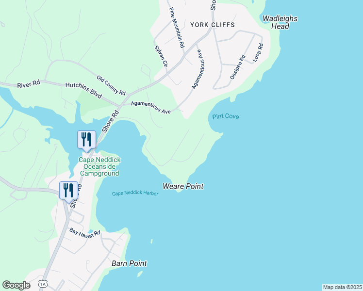 map of restaurants, bars, coffee shops, grocery stores, and more near 11 Pequanac Place in York