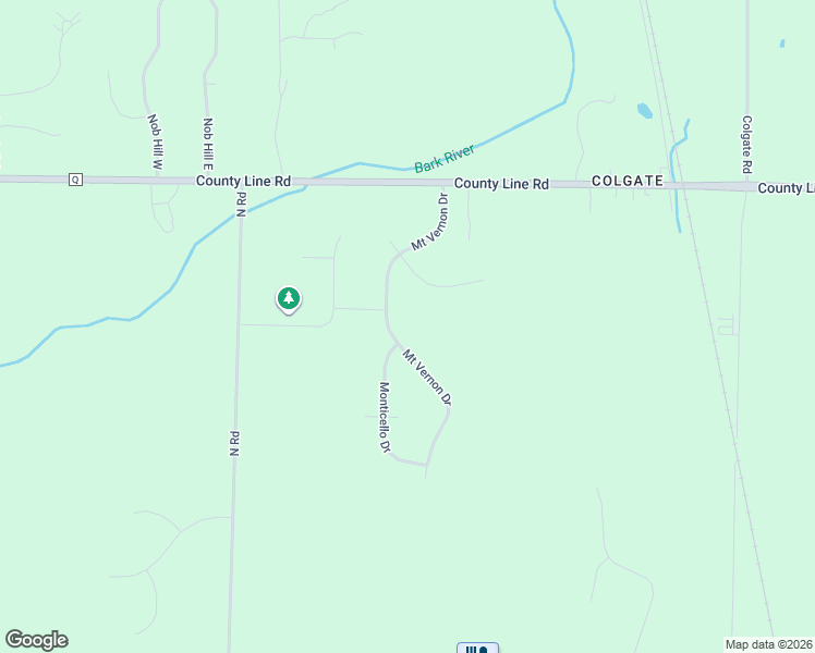 map of restaurants, bars, coffee shops, grocery stores, and more near N94W23633 Hermitage Drive in Colgate