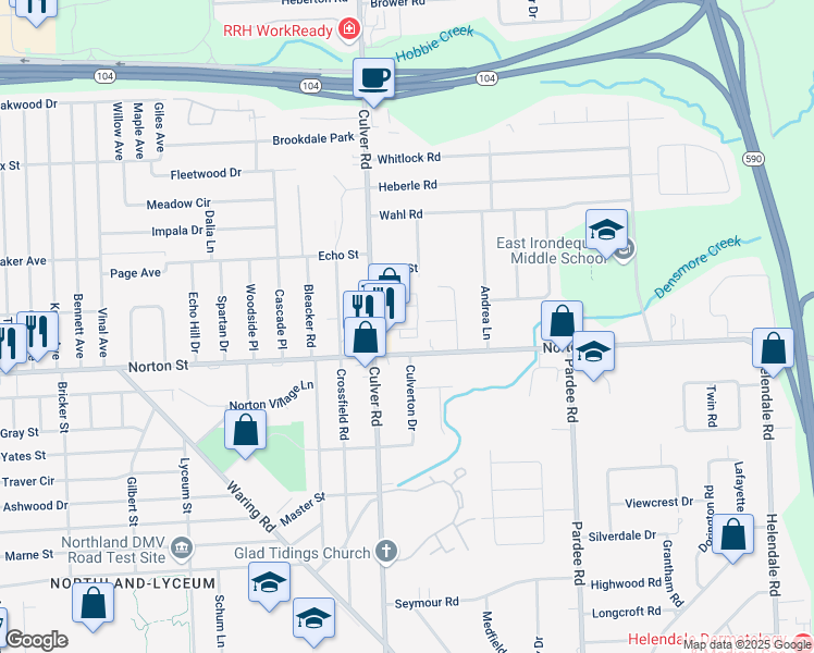 map of restaurants, bars, coffee shops, grocery stores, and more near 8 Cashmere Court in Rochester