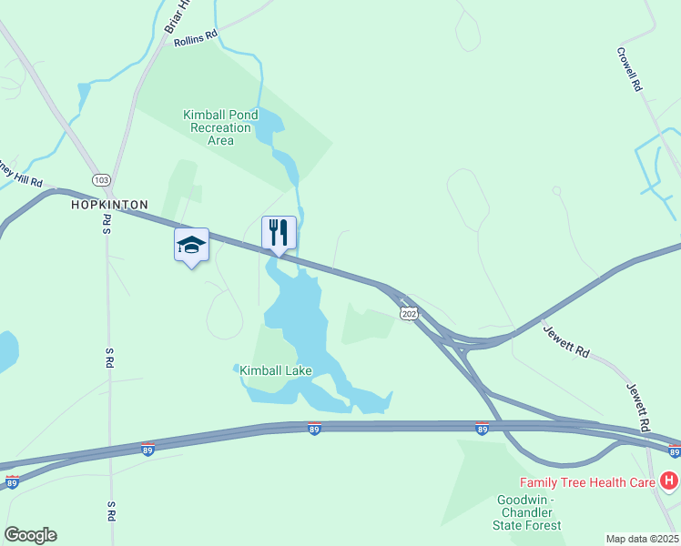 map of restaurants, bars, coffee shops, grocery stores, and more near 110 Main Street in Hopkinton