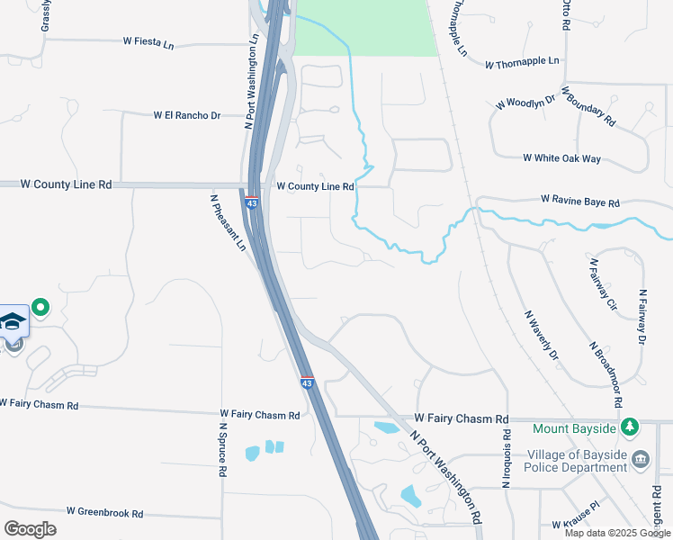 map of restaurants, bars, coffee shops, grocery stores, and more near 1000 West Jonathan Lane in Bayside