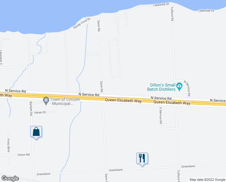 map of restaurants, bars, coffee shops, grocery stores, and more near 4581 North Service Road in Lincoln