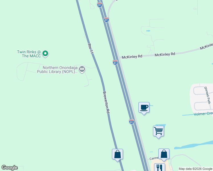 map of restaurants, bars, coffee shops, grocery stores, and more near 8662 Brewerton Road in Cicero