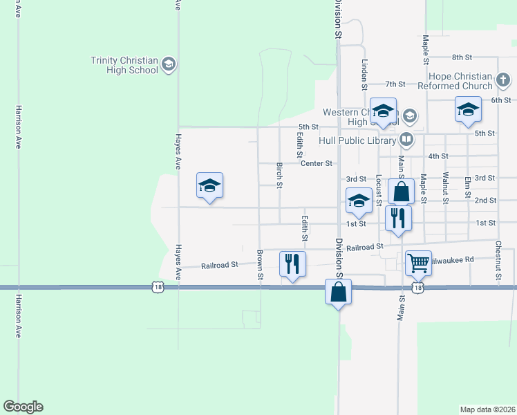 map of restaurants, bars, coffee shops, grocery stores, and more near 1184 Brown Street in Hull