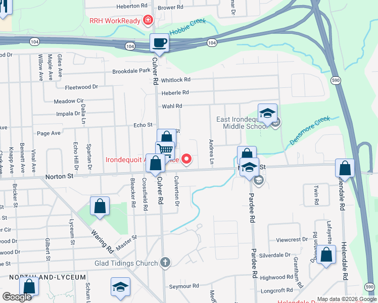 map of restaurants, bars, coffee shops, grocery stores, and more near 8 Cashmere Court in Rochester