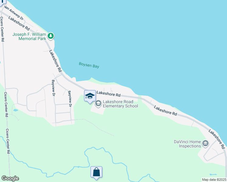 map of restaurants, bars, coffee shops, grocery stores, and more near 7215 Lakeshore Road in Cicero