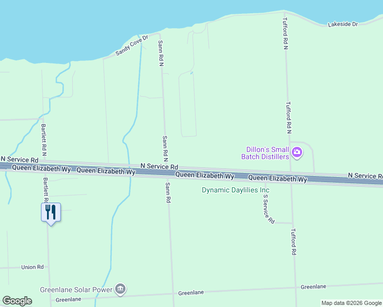 map of restaurants, bars, coffee shops, grocery stores, and more near 4581 North Service Road in Lincoln