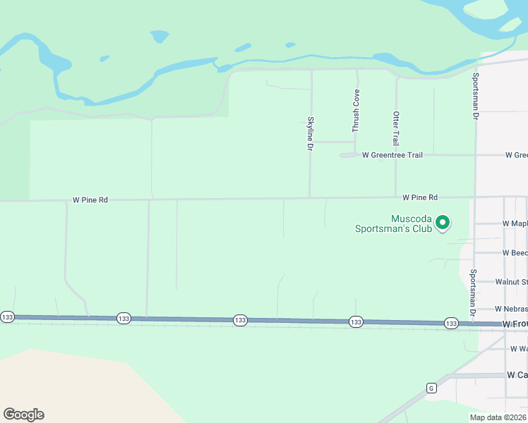 map of restaurants, bars, coffee shops, grocery stores, and more near 753 West Pine Road in Muscoda