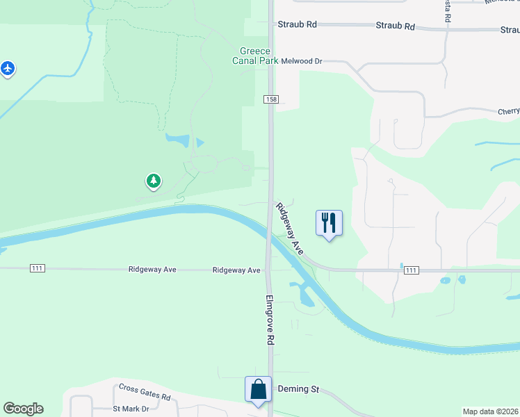 map of restaurants, bars, coffee shops, grocery stores, and more near 1 Saint Pierre Drive in Rochester