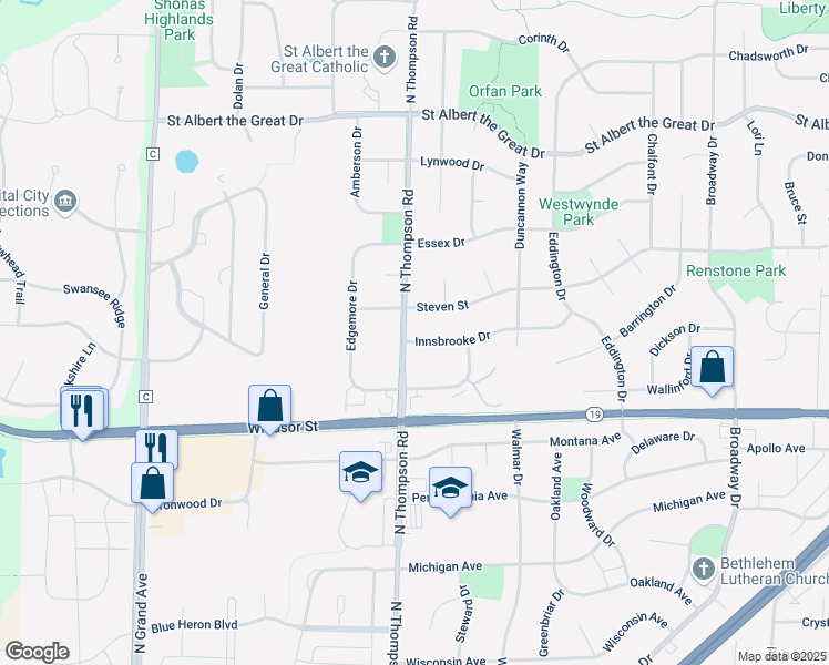 map of restaurants, bars, coffee shops, grocery stores, and more near 2284 Innsbrooke Drive in Sun Prairie