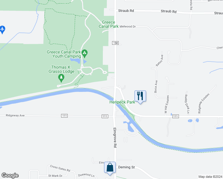 map of restaurants, bars, coffee shops, grocery stores, and more near 17 Saint Pierre Drive in Rochester