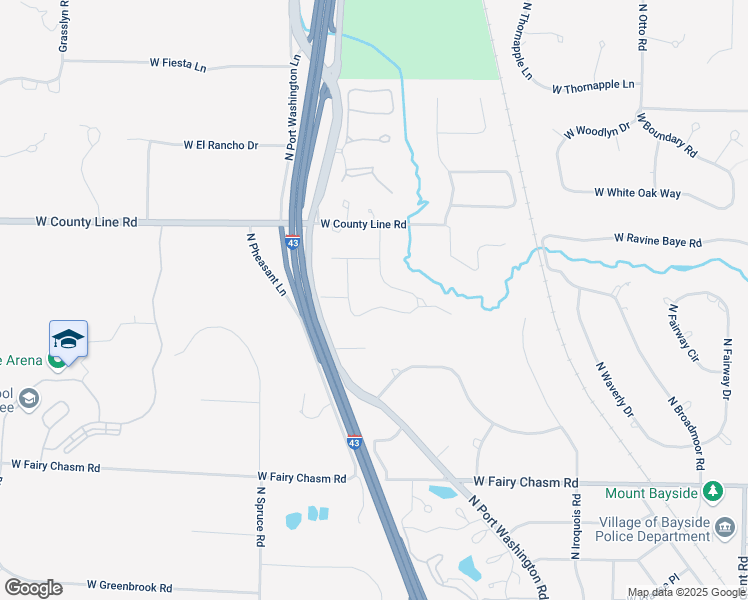 map of restaurants, bars, coffee shops, grocery stores, and more near 1000 West Jonathan Lane in Bayside