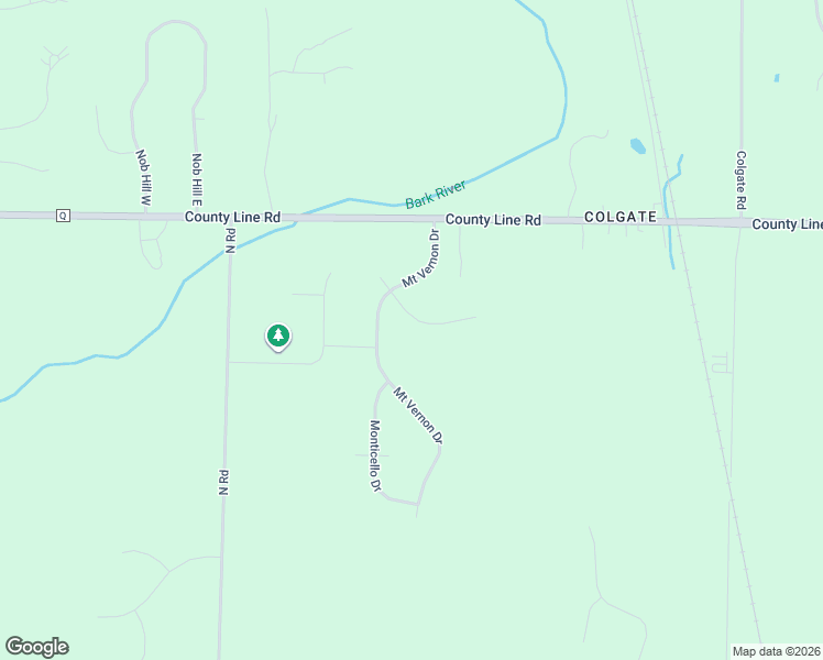 map of restaurants, bars, coffee shops, grocery stores, and more near N94W23633 Hermitage Drive in Colgate