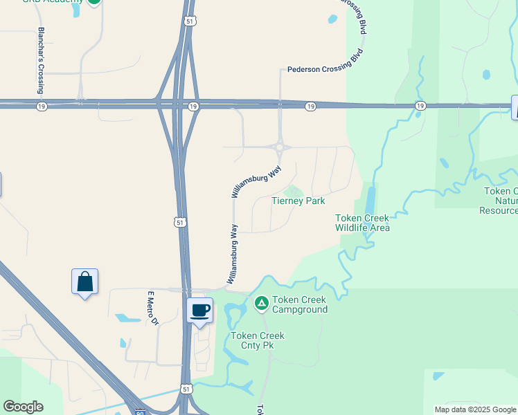 map of restaurants, bars, coffee shops, grocery stores, and more near 6228 Dagny Lane in DeForest