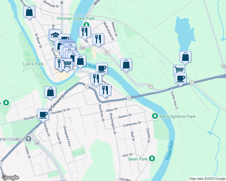 map of restaurants, bars, coffee shops, grocery stores, and more near 3 Arnold Street in Brant