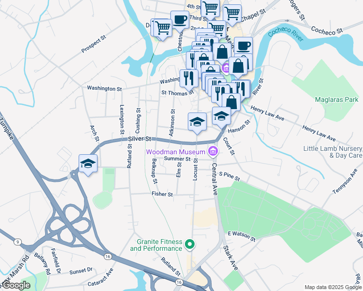 map of restaurants, bars, coffee shops, grocery stores, and more near 10-12 Nelson Street in Dover