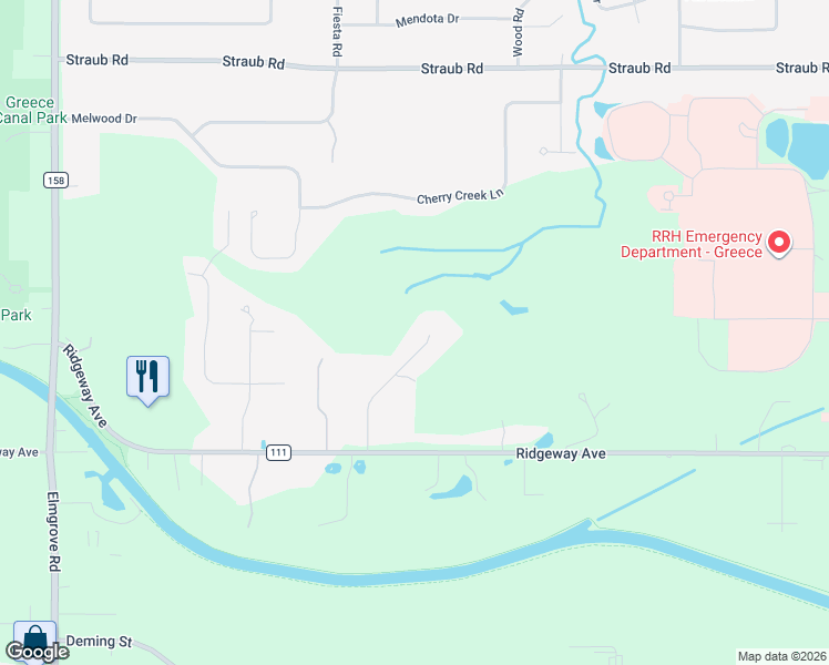 map of restaurants, bars, coffee shops, grocery stores, and more near 147 Ridgeway Estates in Rochester