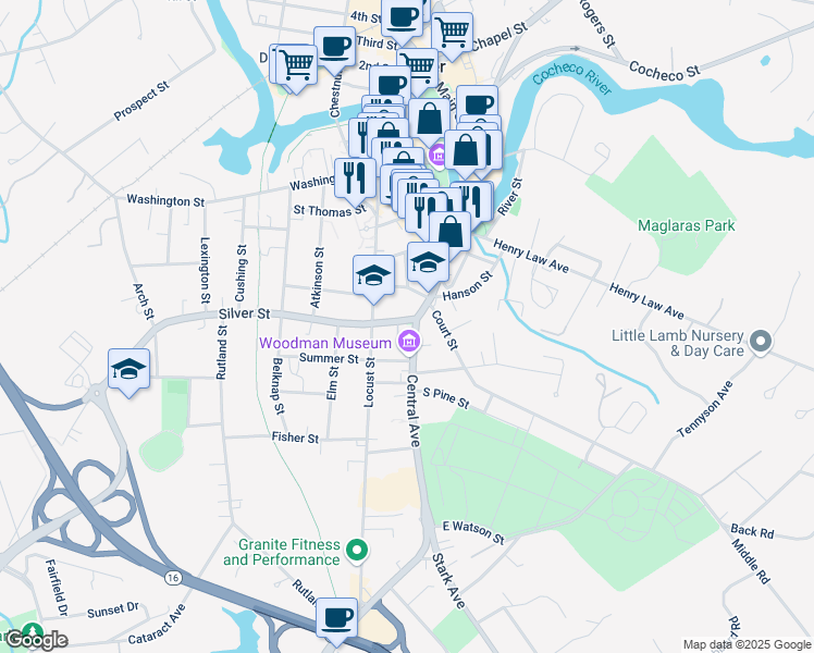 map of restaurants, bars, coffee shops, grocery stores, and more near 2 Silver Street in Dover
