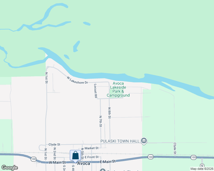 map of restaurants, bars, coffee shops, grocery stores, and more near 710 West Lakeshore Drive in Avoca