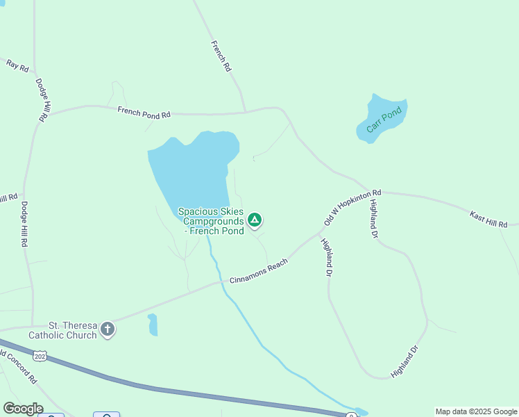 map of restaurants, bars, coffee shops, grocery stores, and more near 78 Eastside Drive in Henniker