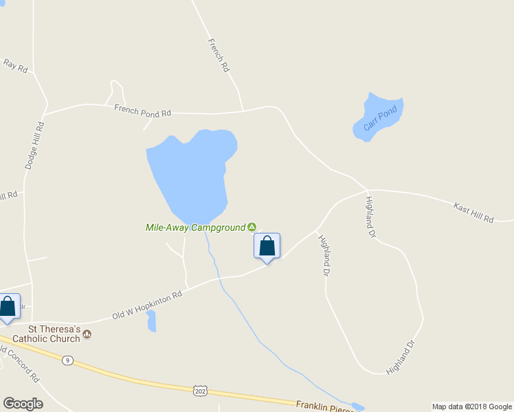 map of restaurants, bars, coffee shops, grocery stores, and more near 78 Eastside Drive in Henniker