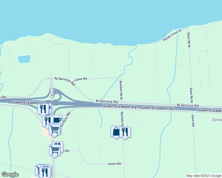 map of restaurants, bars, coffee shops, grocery stores, and more near 4766 Bartlett Road North in Lincoln