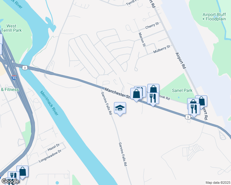 map of restaurants, bars, coffee shops, grocery stores, and more near 79-81 Manchester Street in Concord