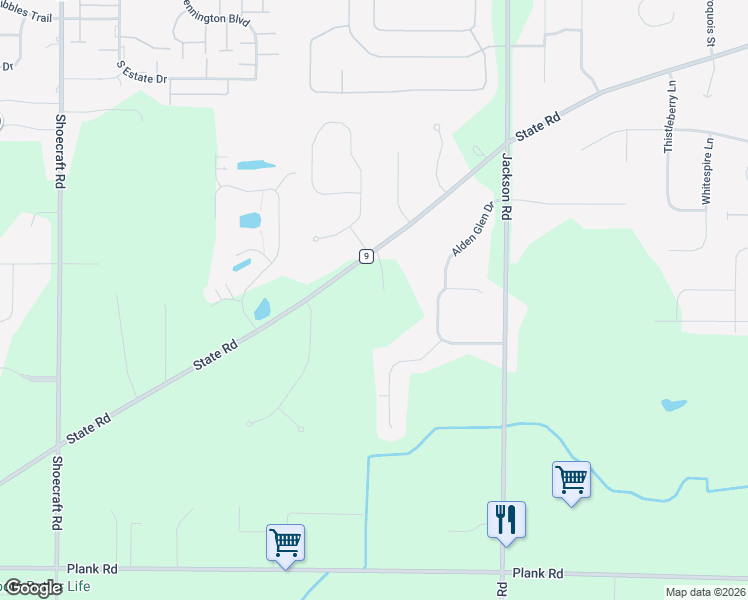 map of restaurants, bars, coffee shops, grocery stores, and more near 7 Laterra Way in Webster